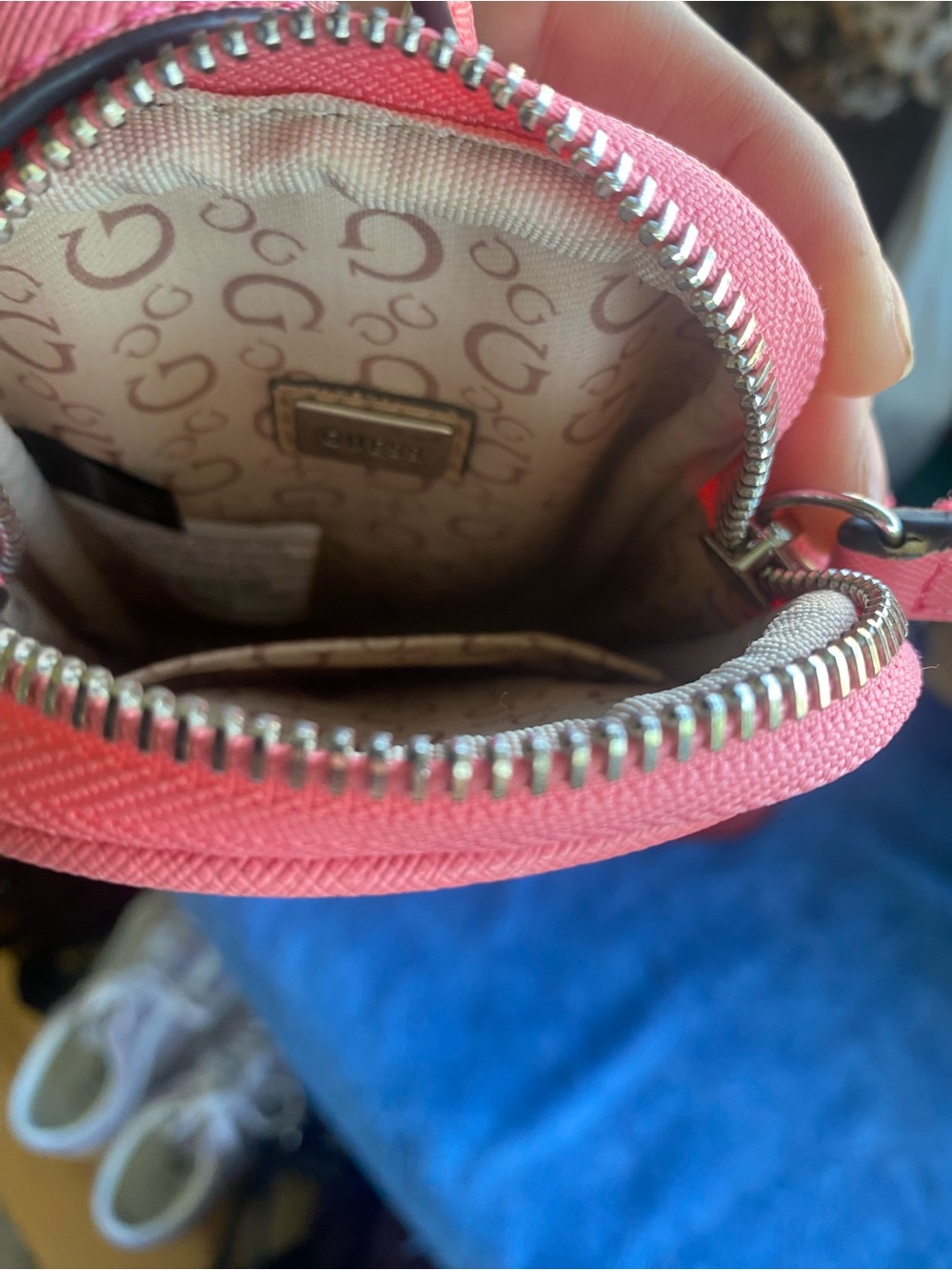GUESS Coral Pink Crossbody Mini Phone Bag - Picture 4 of 4